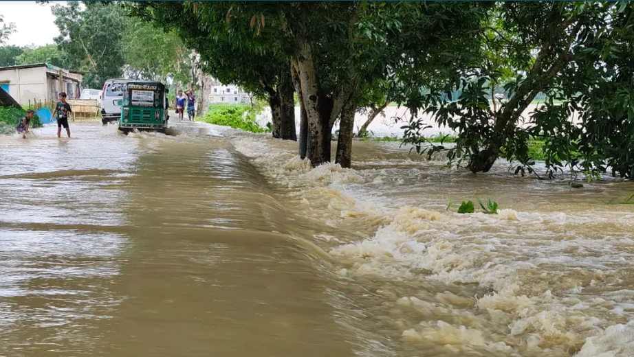 ধলাই নদীর বাঁধ ভেঙে মৌলভীবাজারে বহু গ্রাম প্লাবিত, পানিবন্দি ১০ হাজার মানুষ